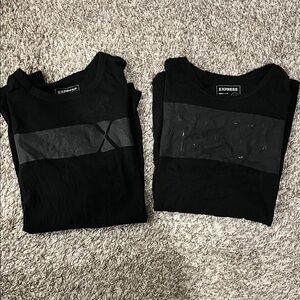 Express Black and Gray Graphic Tees